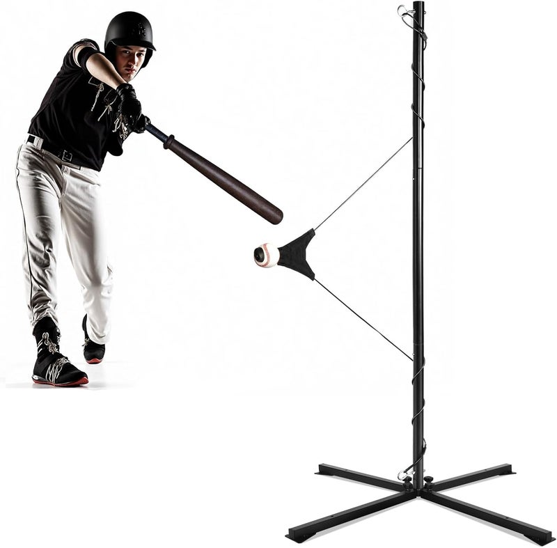 PLAYAPUT Portable Hitting Trainer For Baseball&Softball,Auto-Reset Baseball Swing Trainer With Real Ball And Stand, Adjustable Baseball Training Station,Softball Swing Trainer Solo Practice Improve Power,Speed - Image 1